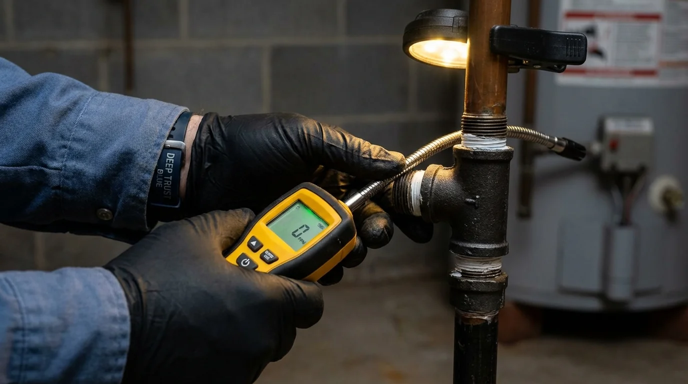 Gas leak detection with electronic sniffer by Johns Plumbing LLC in Nash