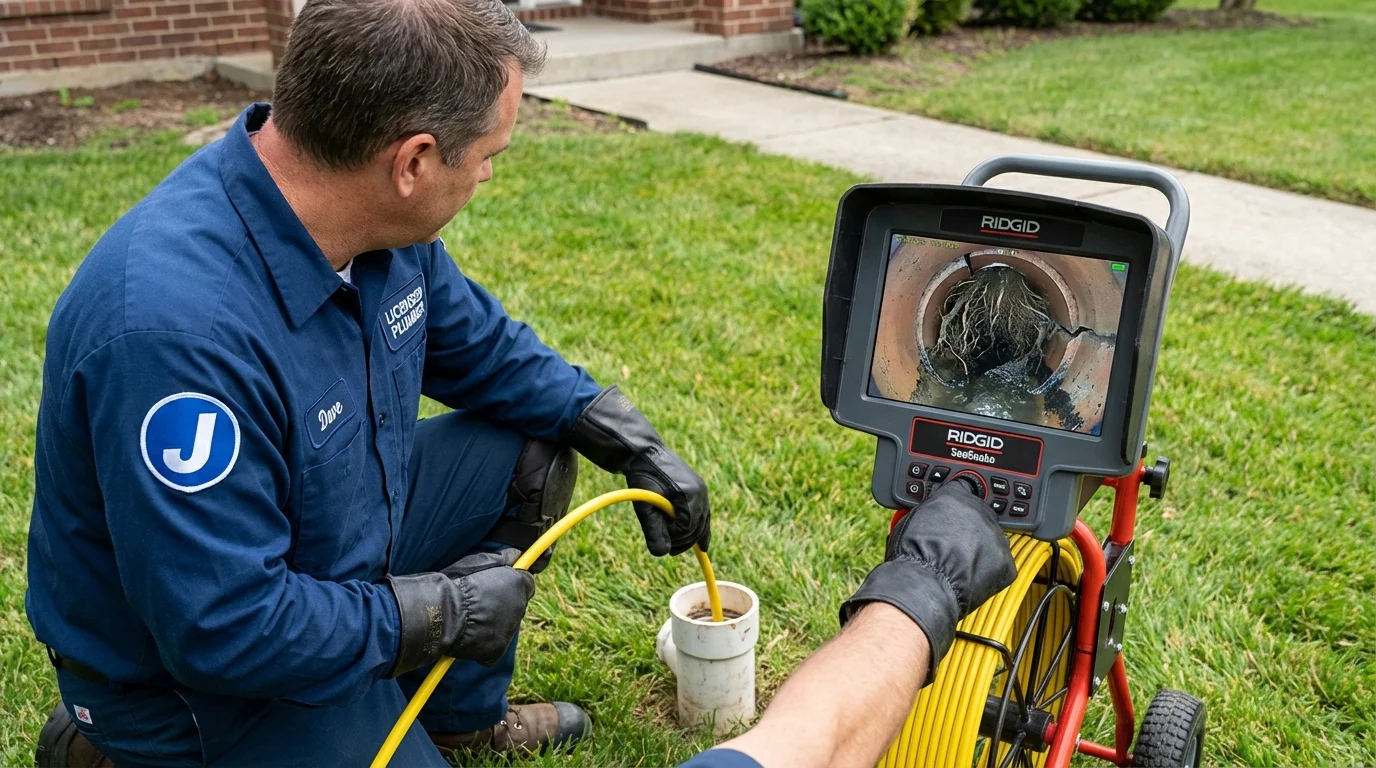 Sewer camera inspection being performed by Johns Plumbing LLC in Nash