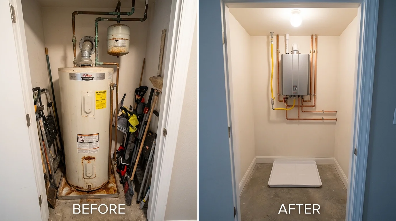 Tank water heater versus wall-mounted tankless unit comparison for Nash, TX homeowners