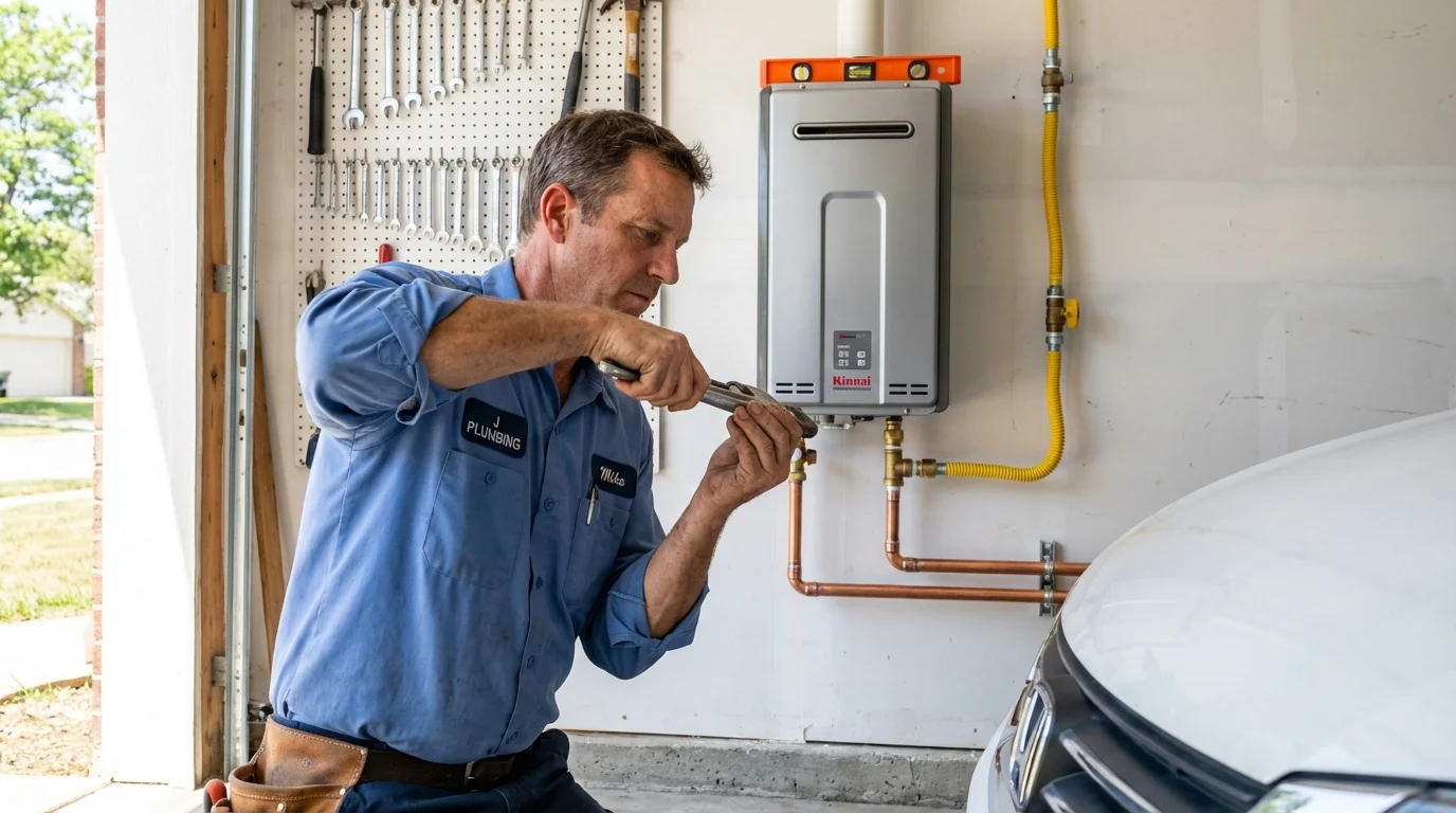 Tankless water heater installation by a Johns Plumbing LLC plumber in Nash